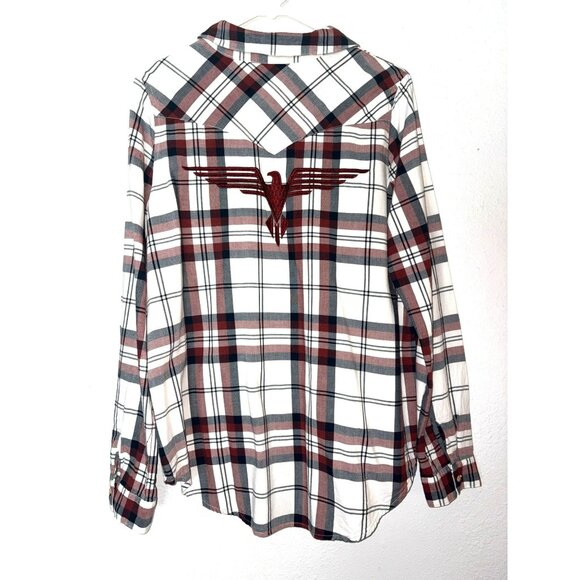 Shyanne Thunderbird Plaid Button Down Long Sleeve Shirt Size L - Picture 2 of 8